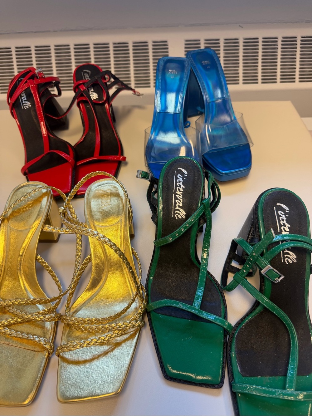 L'INTERVALLE / Zara shoe lot /Strappy Square-Toe Block/ Heel Sandals